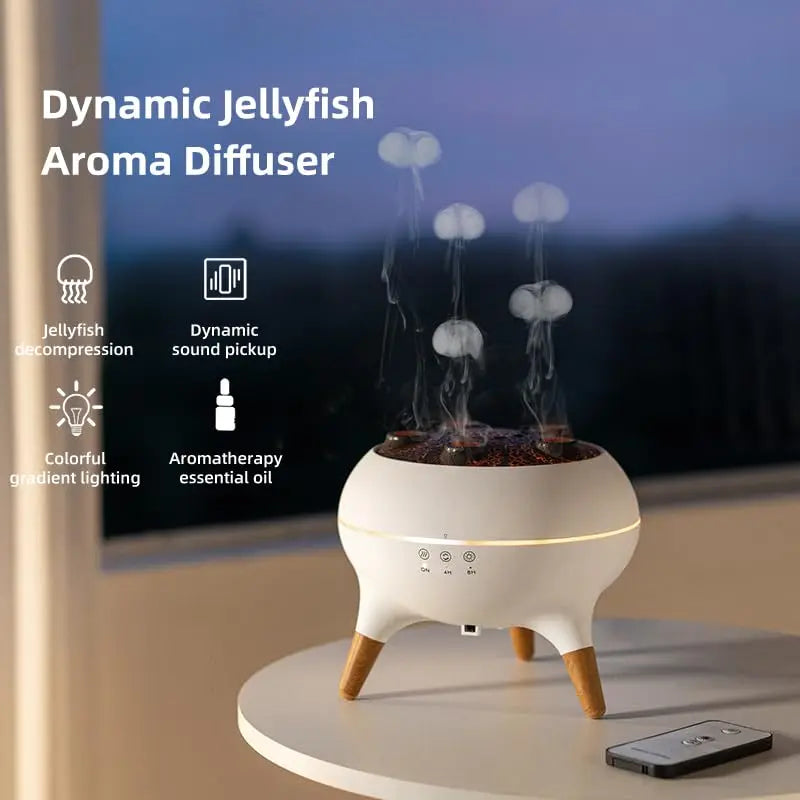 HomeFyZy Dynamic JellyMist™ - Air Humidifier 250ml Essential Oil Diffuser Remote Control with 7 Colorful Night Lights