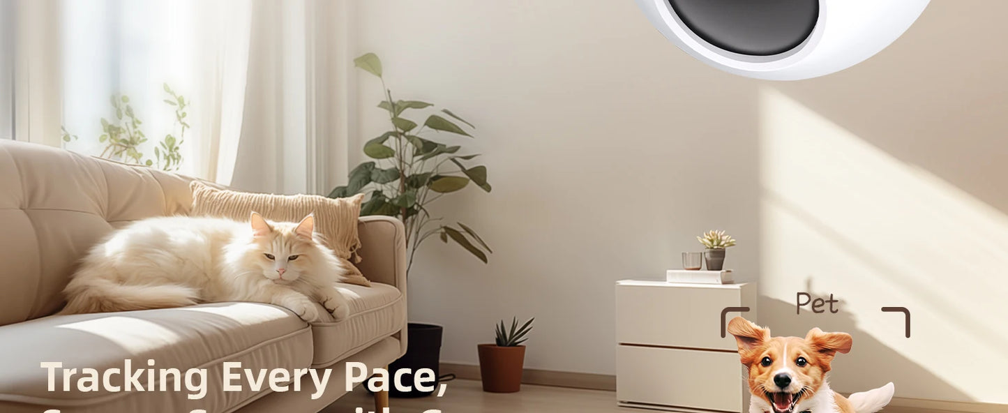 HomeFyZy 360View™ 2.4&5G WiFi Indoor Camera, 2K, 360° PTZ Pet Dog IP CCTV Camera with Phone App, 2-Way Talk, Night Vision