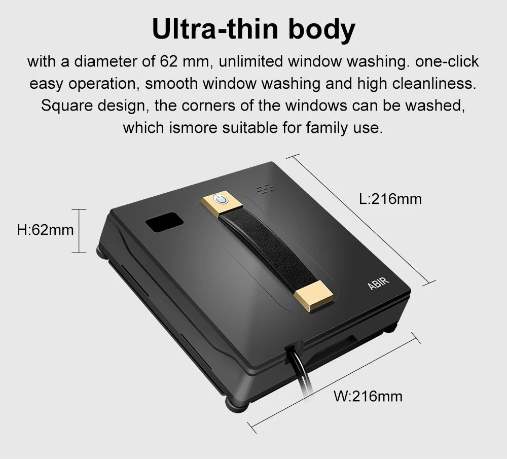 HomeFyZy GlassBot™ - Dual Water Spray, Smart Memory ,High Vacuum Suction, Laser Sensor, Home Wall Glass Cleaning Robot