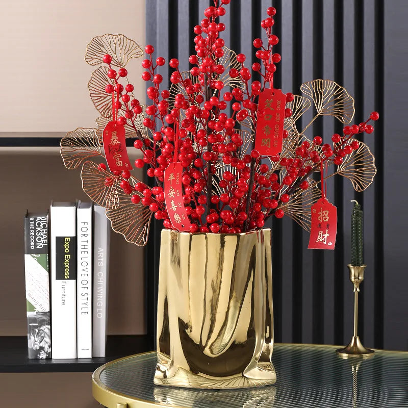 HomeFyZy SilverBloom Ceramic Vase™ - Silver Ruffled Flower Vase Ceramic Vase, Flower Arrangement Decoration