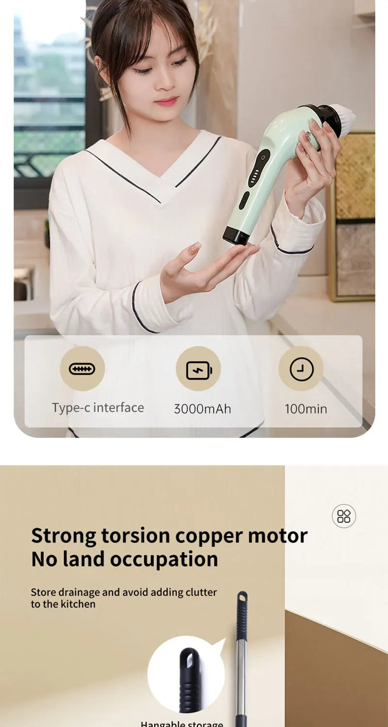 HomeFyZy Spin Brush Clean™ 9-in-1 Electric Cleaning Brush Electric Spin Cleaning Scrubber Electric Cleaning Tools