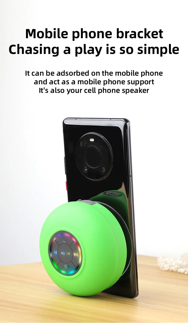 HomeFyZy GlowWave Bluetooth Speaker™ - Portable Waterproof Bluetooth Shower Speaker with Suction Cup and LED Lights 3D