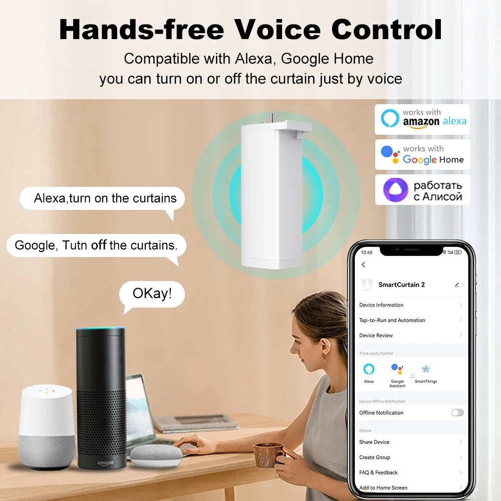 HomeFyzy AutoCurtain Pro™ Smart Zigbee/WiFi Electric Shutter Curtain Motor