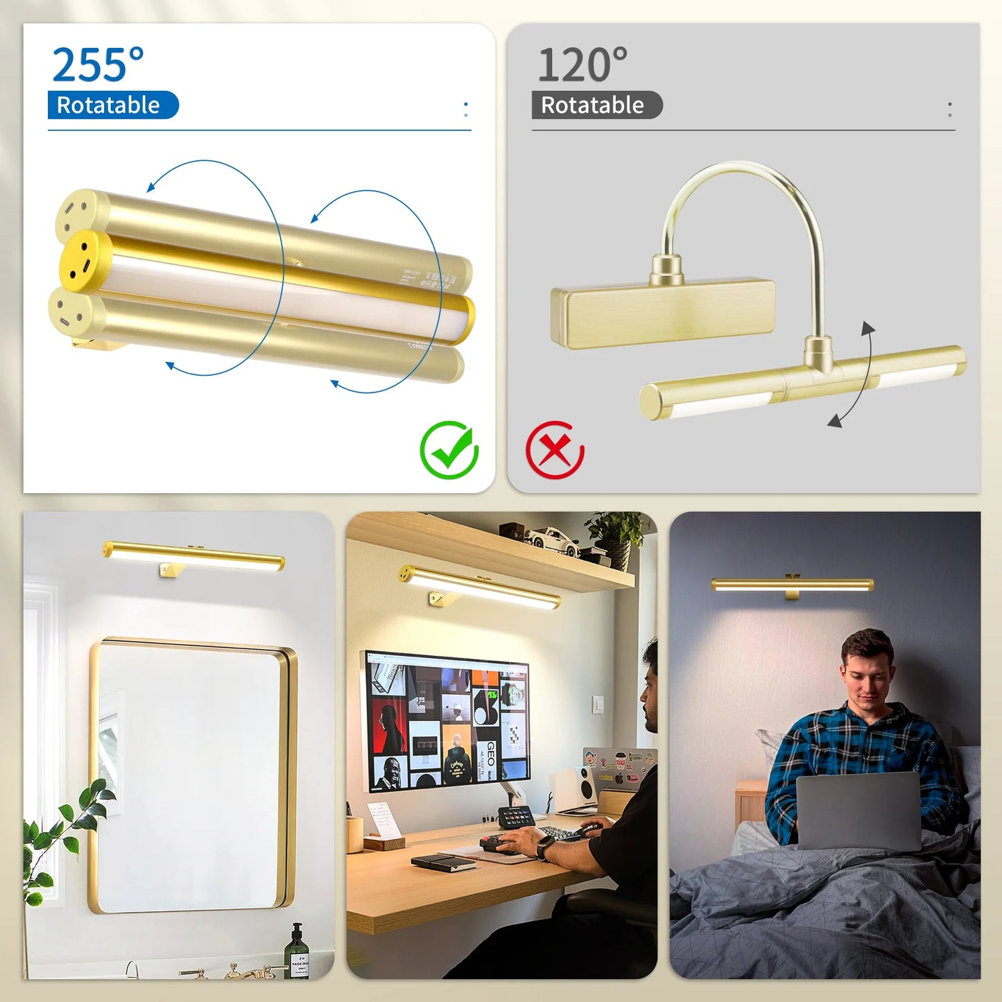 HomeFyZy MirrorGlow™ Remote Control LED Wall Light USB Charging