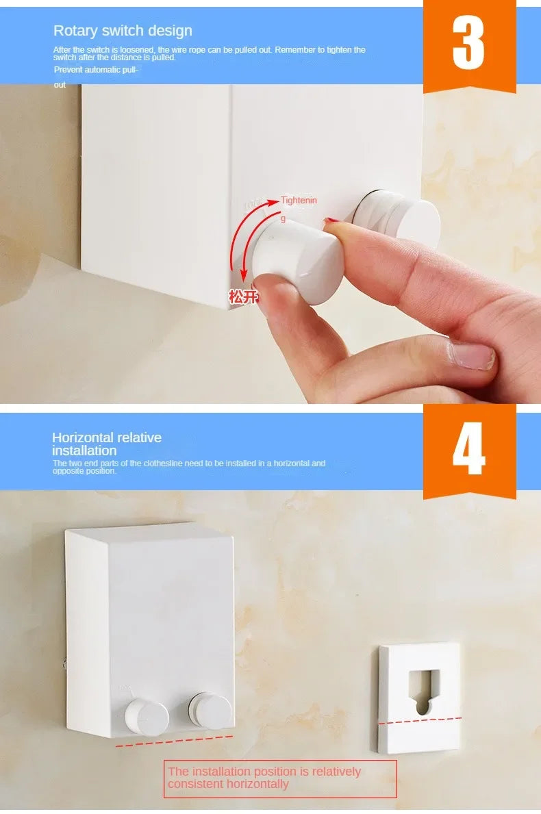 HomeFyZy FlexDry Retractable Line™ - Retractable Clothesline Stainless Seel, Space-Saving
