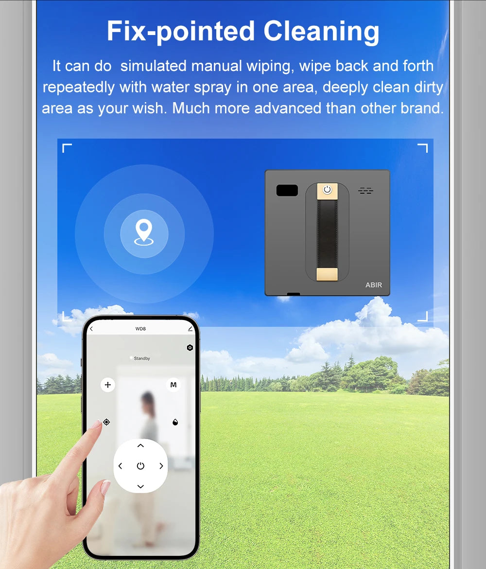 HomeFyZy GlassBot™ - Dual Water Spray, Smart Memory ,High Vacuum Suction, Laser Sensor, Home Wall Glass Cleaning Robot