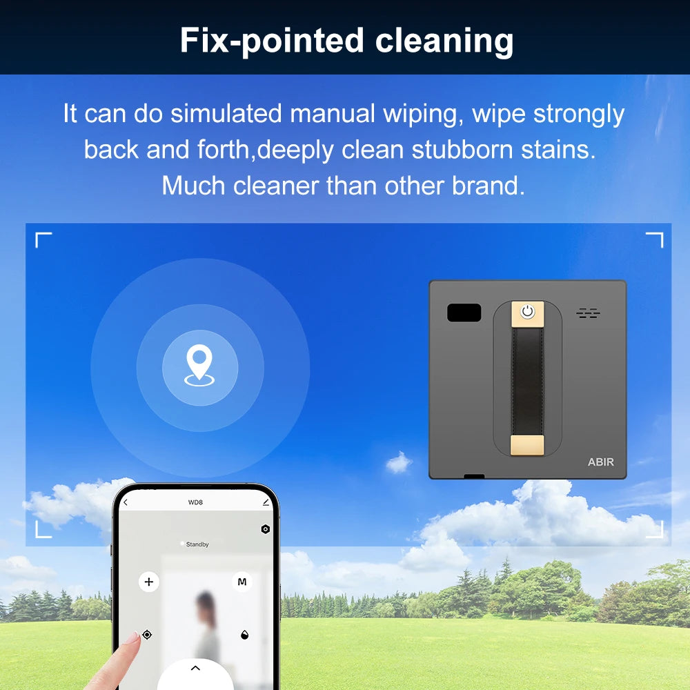 HomeFyZy GlassBot™ - Dual Water Spray, Smart Memory ,High Vacuum Suction, Laser Sensor, Home Wall Glass Cleaning Robot