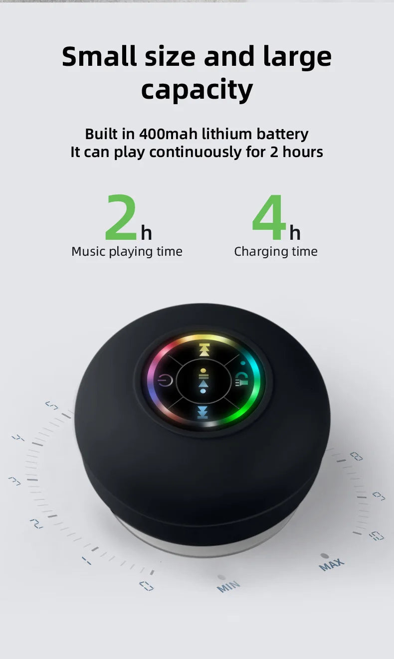 HomeFyZy GlowWave Bluetooth Speaker™ - Portable Waterproof Bluetooth Shower Speaker with Suction Cup and LED Lights 3D