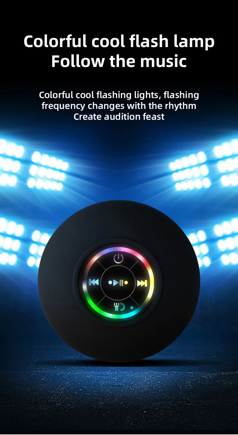 HomeFyZy AquaBeat Shower Speaker™- Mini Bluetooth Speaker RGB Light with Suction Cup Mic