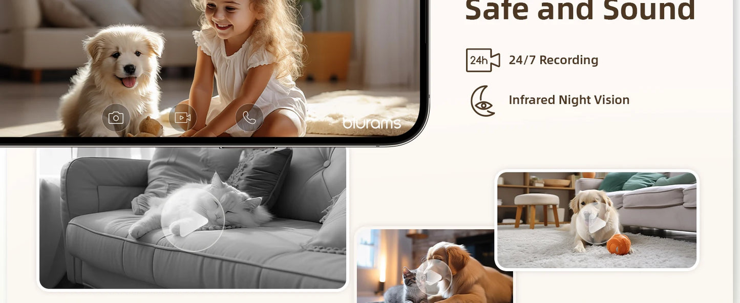 HomeFyZy 360View™ 2.4&5G WiFi Indoor Camera, 2K, 360° PTZ Pet Dog IP CCTV Camera with Phone App, 2-Way Talk, Night Vision