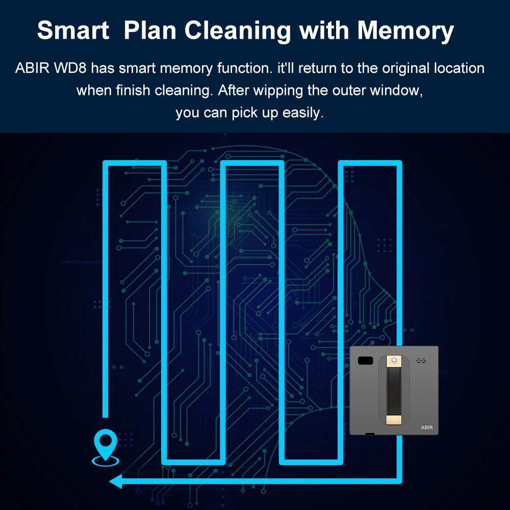 HomeFyZy GlassBot™ - Dual Water Spray, Smart Memory ,High Vacuum Suction, Laser Sensor, Home Wall Glass Cleaning Robot