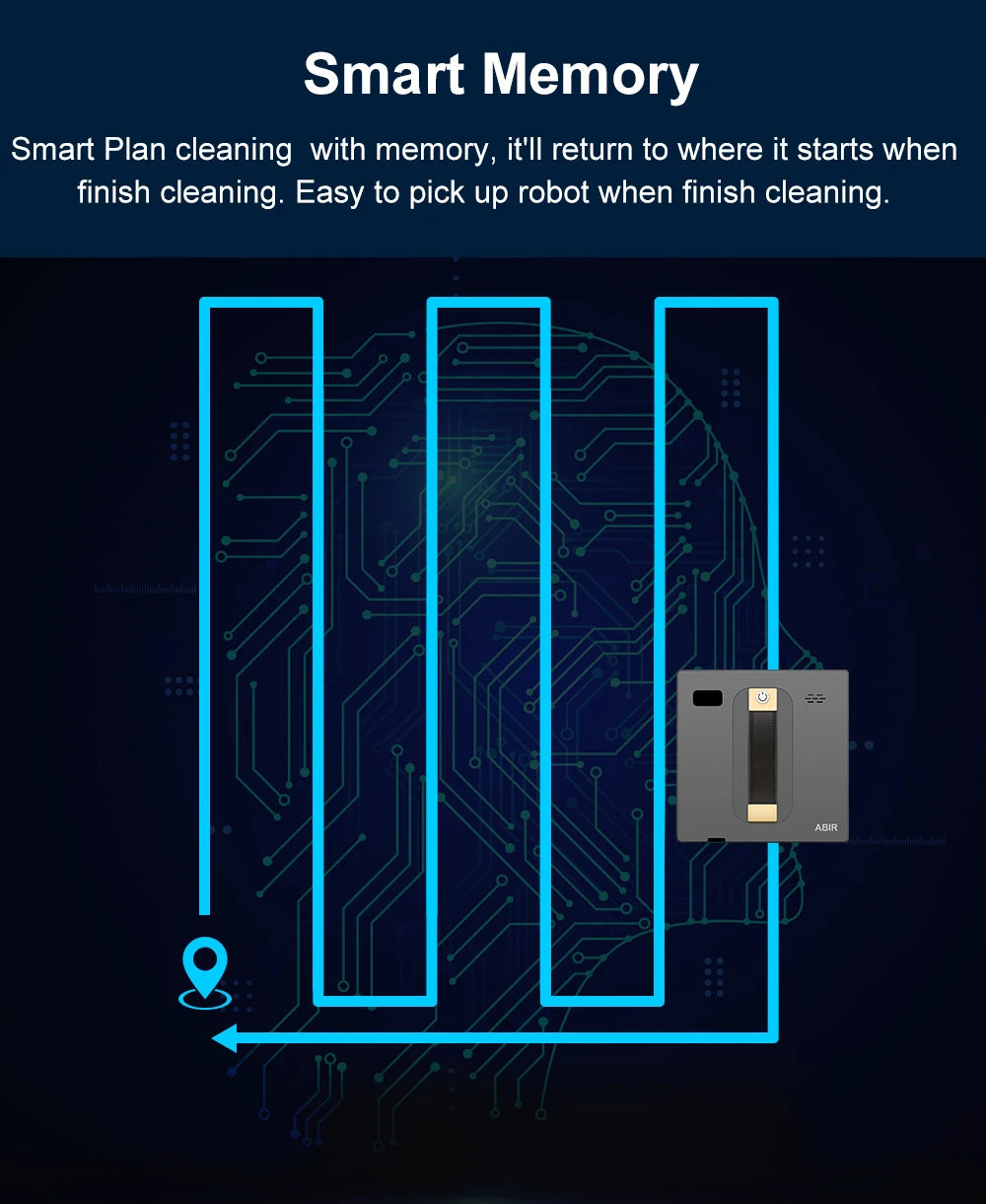 HomeFyZy GlassBot™ - Dual Water Spray, Smart Memory ,High Vacuum Suction, Laser Sensor, Home Wall Glass Cleaning Robot
