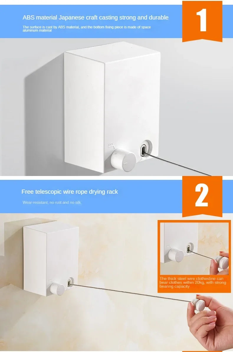 HomeFyZy FlexDry Retractable Line™ - Retractable Clothesline Stainless Seel, Space-Saving