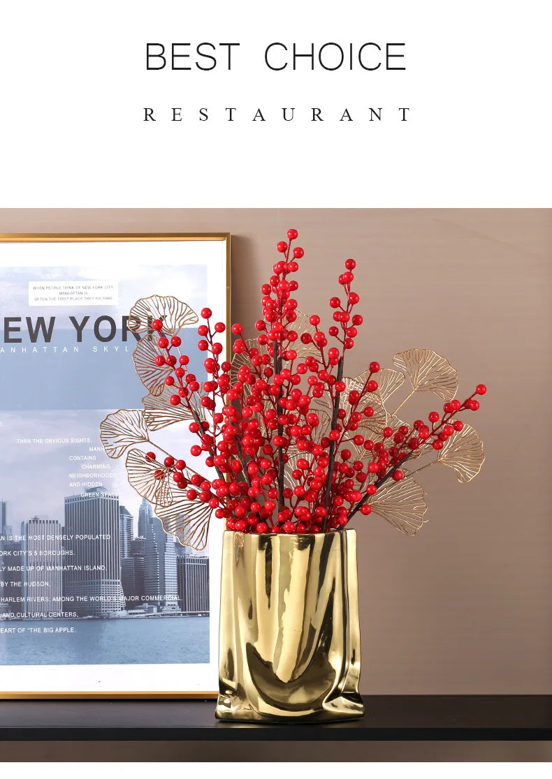 HomeFyZy SilverBloom Ceramic Vase™ - Silver Ruffled Flower Vase Ceramic Vase, Flower Arrangement Decoration