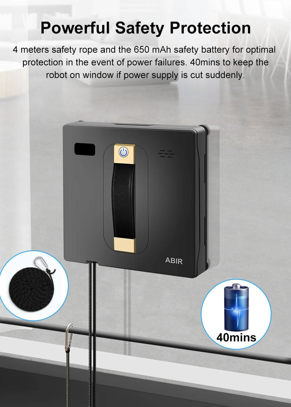 HomeFyZy GlassBot™ - Dual Water Spray, Smart Memory ,High Vacuum Suction, Laser Sensor, Home Wall Glass Cleaning Robot