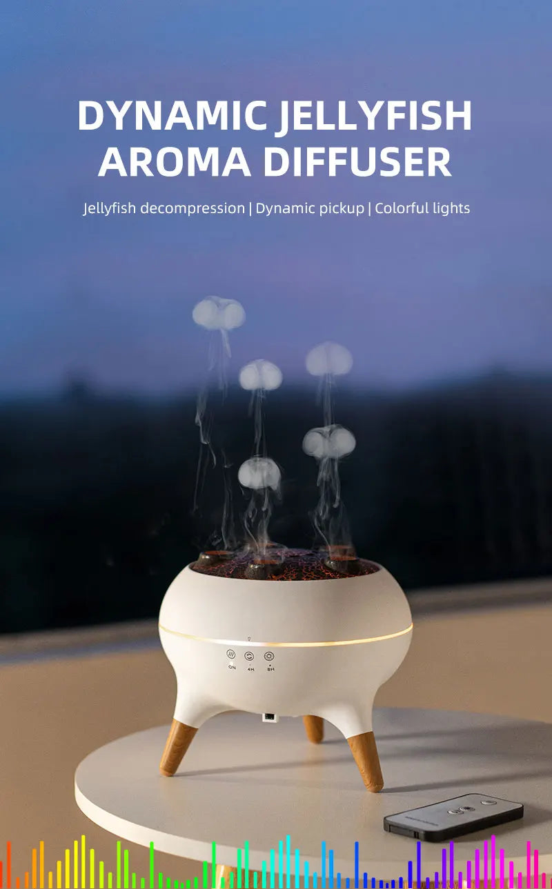 HomeFyZy Dynamic JellyMist™ - Air Humidifier 250ml Essential Oil Diffuser Remote Control with 7 Colorful Night Lights