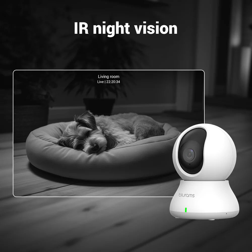 HomeFyZy 360View™ 2.4&5G WiFi Indoor Camera, 2K, 360° PTZ Pet Dog IP CCTV Camera with Phone App, 2-Way Talk, Night Vision
