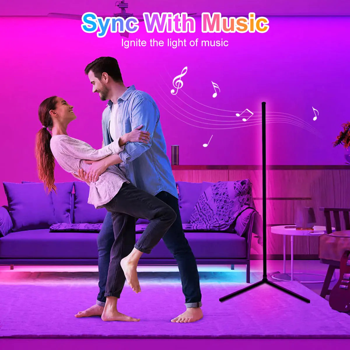 HomeFyZy RGB Smart Corner Lamp™ - 160cm Smart Tuya Corner Floor Lamp RGB LED, Modern Mood Lighting Alexa Stand Lights