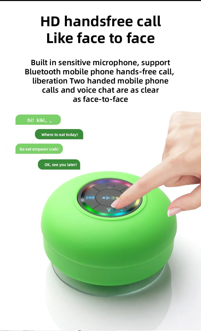 HomeFyZy AquaBeat Shower Speaker™- Mini Bluetooth Speaker RGB Light with Suction Cup Mic