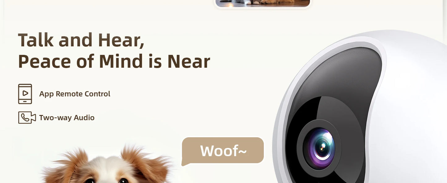 HomeFyZy 360View™ 2.4&5G WiFi Indoor Camera, 2K, 360° PTZ Pet Dog IP CCTV Camera with Phone App, 2-Way Talk, Night Vision