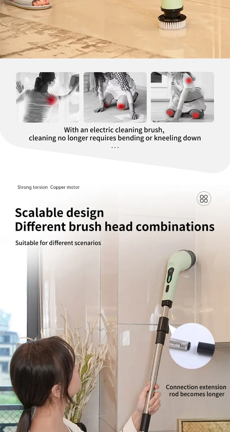 HomeFyZy Spin Brush Clean™ 9-in-1 Electric Cleaning Brush Electric Spin Cleaning Scrubber Electric Cleaning Tools