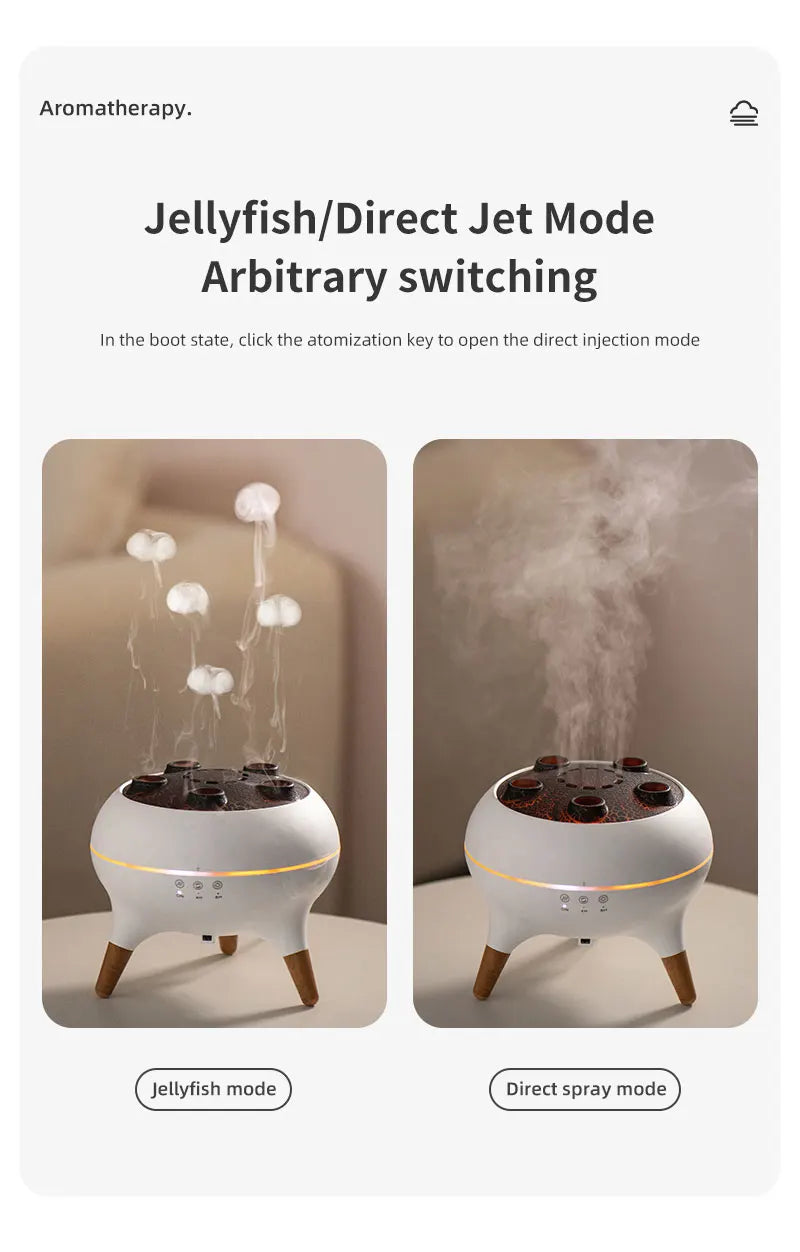 HomeFyZy Dynamic JellyMist™ - Air Humidifier 250ml Essential Oil Diffuser Remote Control with 7 Colorful Night Lights
