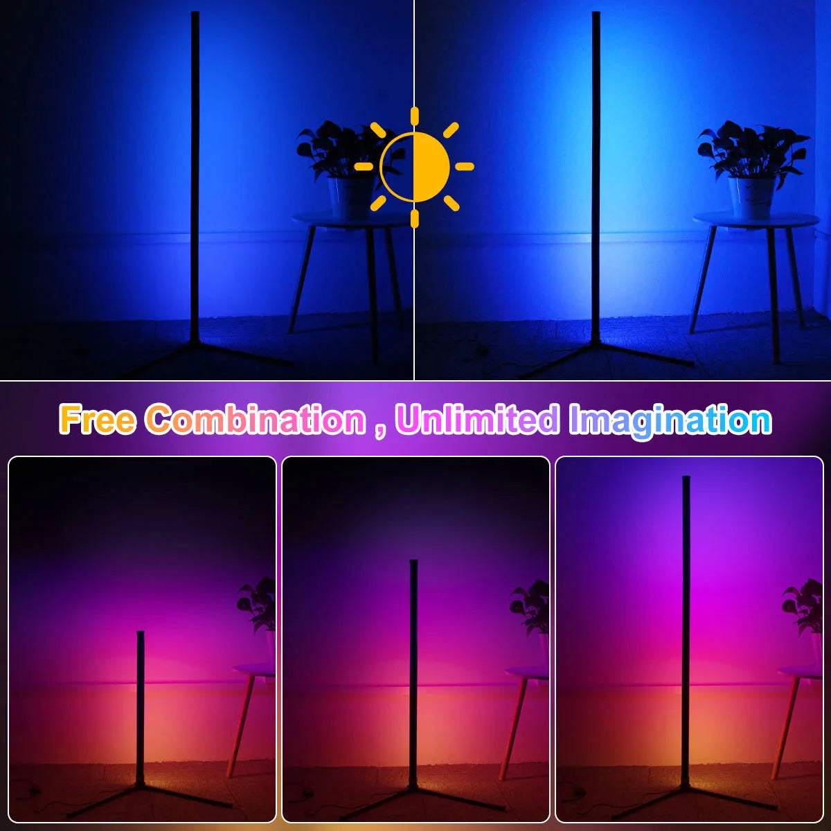 HomeFyZy RGB Smart Corner Lamp™ - 160cm Smart Tuya Corner Floor Lamp RGB LED, Modern Mood Lighting Alexa Stand Lights