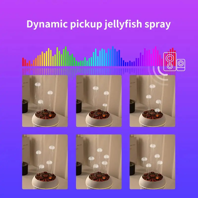 HomeFyZy Dynamic JellyMist™ - Air Humidifier 250ml Essential Oil Diffuser Remote Control with 7 Colorful Night Lights