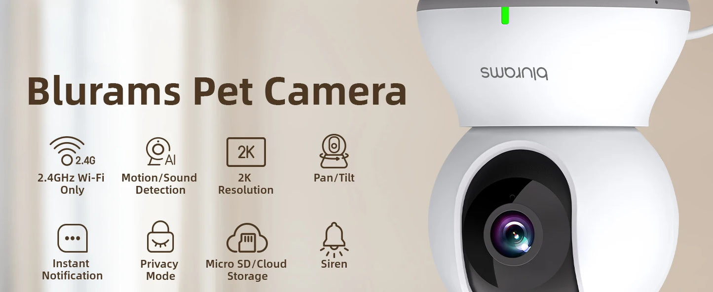 HomeFyZy 360View™ 2.4&5G WiFi Indoor Camera, 2K, 360° PTZ Pet Dog IP CCTV Camera with Phone App, 2-Way Talk, Night Vision