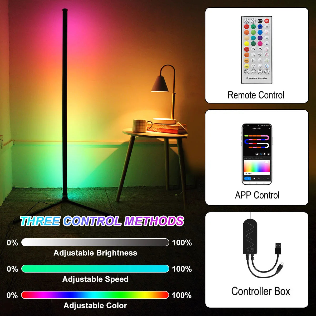 HomeFyZy RGB Smart Corner Lamp™ - 160cm Smart Tuya Corner Floor Lamp RGB LED, Modern Mood Lighting Alexa Stand Lights