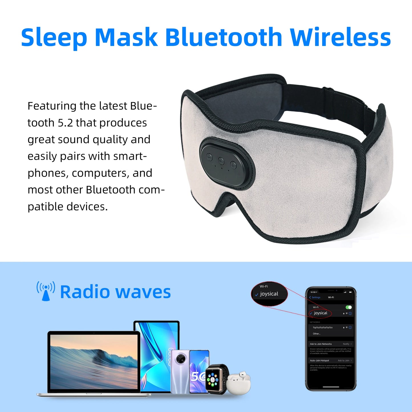 HomeFyZy DreamMask™ - Sleep Headphones Bluetooth Sleep Mask with Cooling Eye Shade