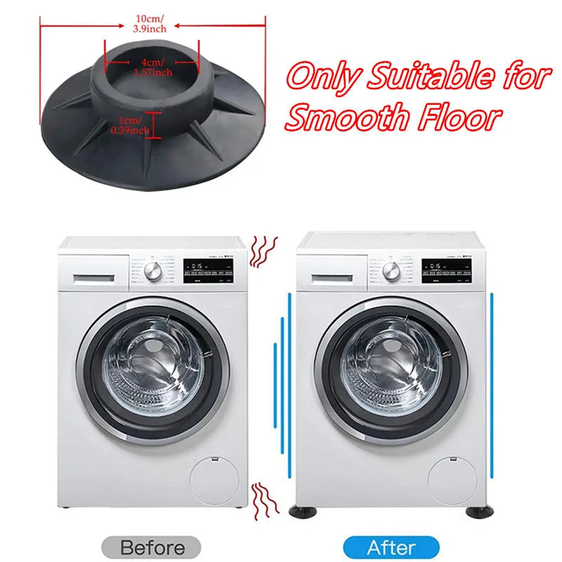 HomeFyZy Anti-Vibration Washer Pads™ - 4Pcs Silent Skid Raiser Mat For Washing Machine Support Dampers