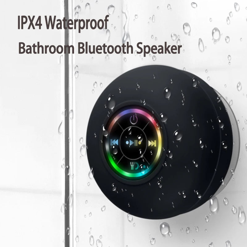HomeFyZy AquaBeat Shower Speaker™- Mini Bluetooth Speaker RGB Light with Suction Cup Mic