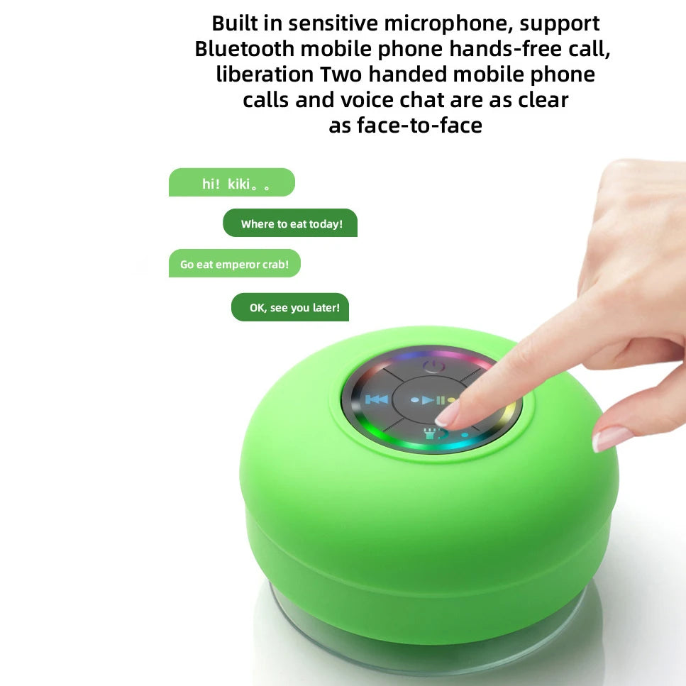 HomeFyZy AquaBeat Shower Speaker™- Mini Bluetooth Speaker RGB Light with Suction Cup Mic