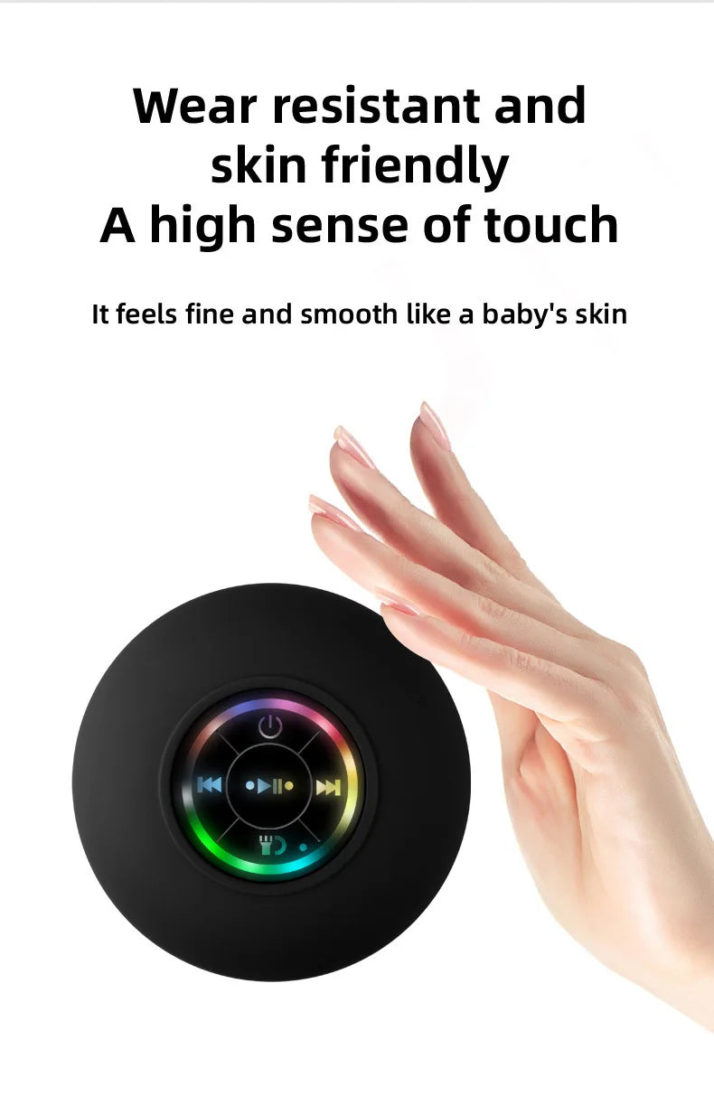 HomeFyZy AquaBeat Shower Speaker™- Mini Bluetooth Speaker RGB Light with Suction Cup Mic