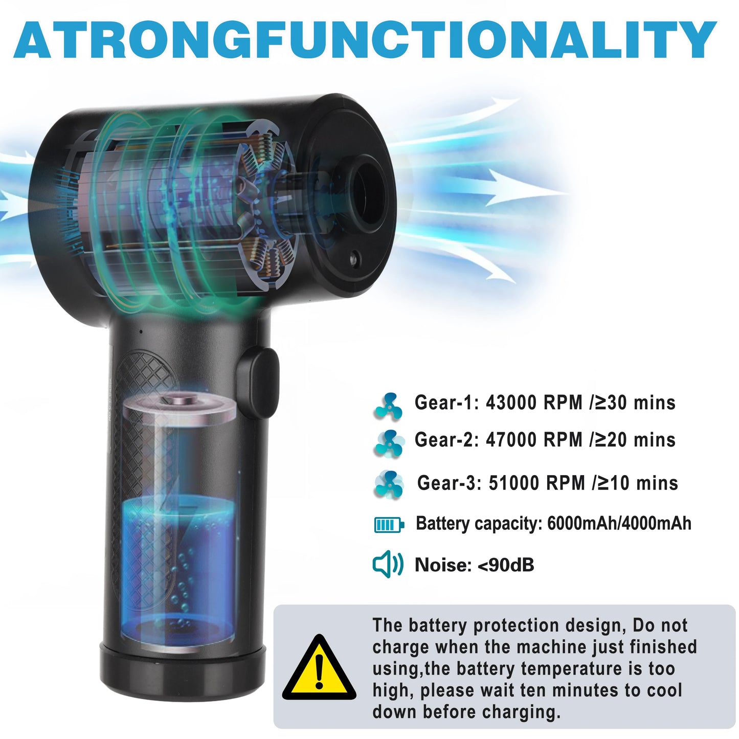 HomeFyZy DustBlow™ 51000RPM Cordless Compressed Air Blower with LED Light