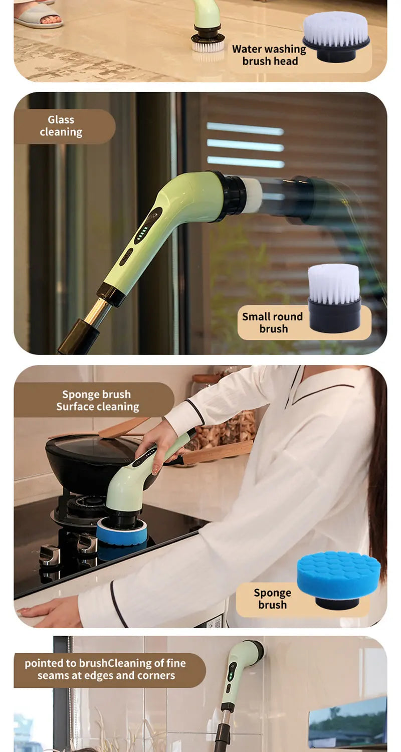 HomeFyZy Spin Brush Clean™ 9-in-1 Electric Cleaning Brush Electric Spin Cleaning Scrubber Electric Cleaning Tools
