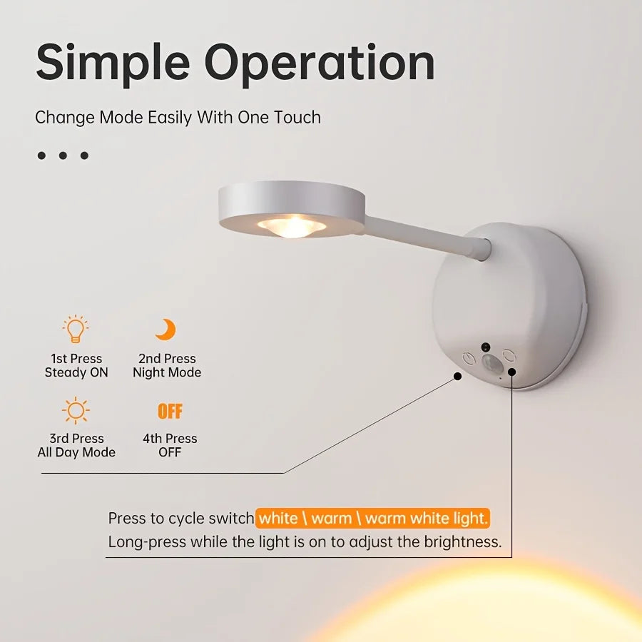 HomeFyZy MotionGlow™ - Wireless Motion Sensor Light LED USB Rechargeable Wall Lamp
