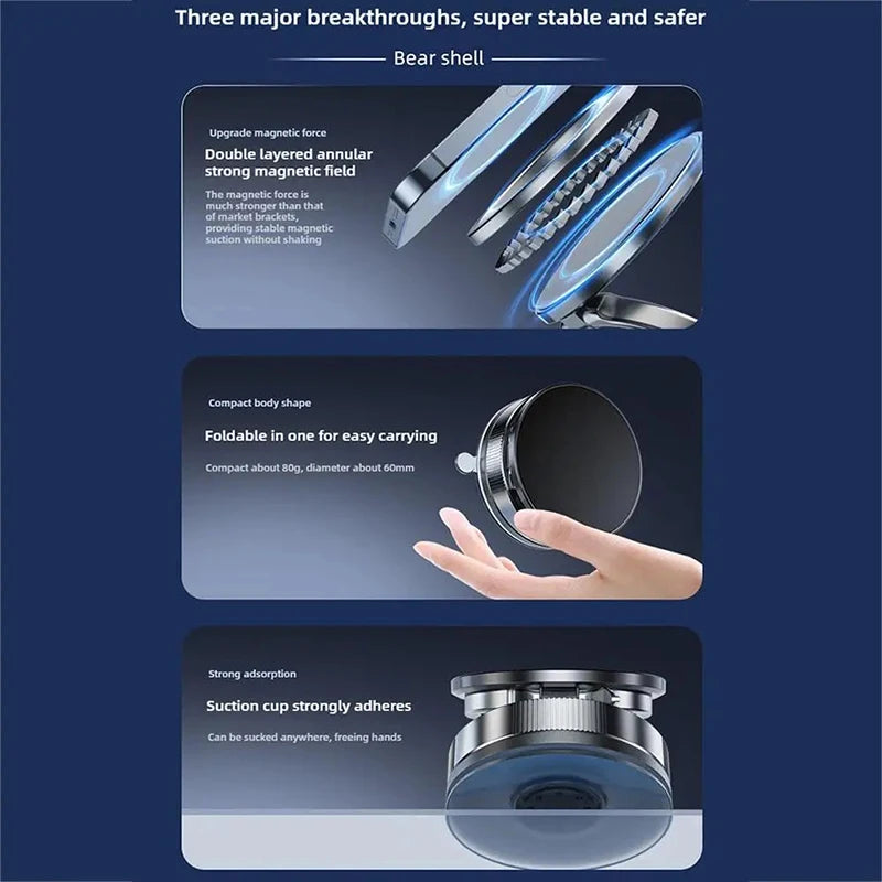 XIAOMI Car Magnetic Vacuum Adsorption Bracket - 360 Rotating Double Side Suction Cup Mobile Phone Holder