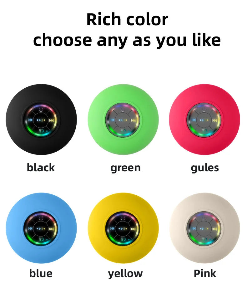 HomeFyZy AquaBeat Shower Speaker™- Mini Bluetooth Speaker RGB Light with Suction Cup Mic