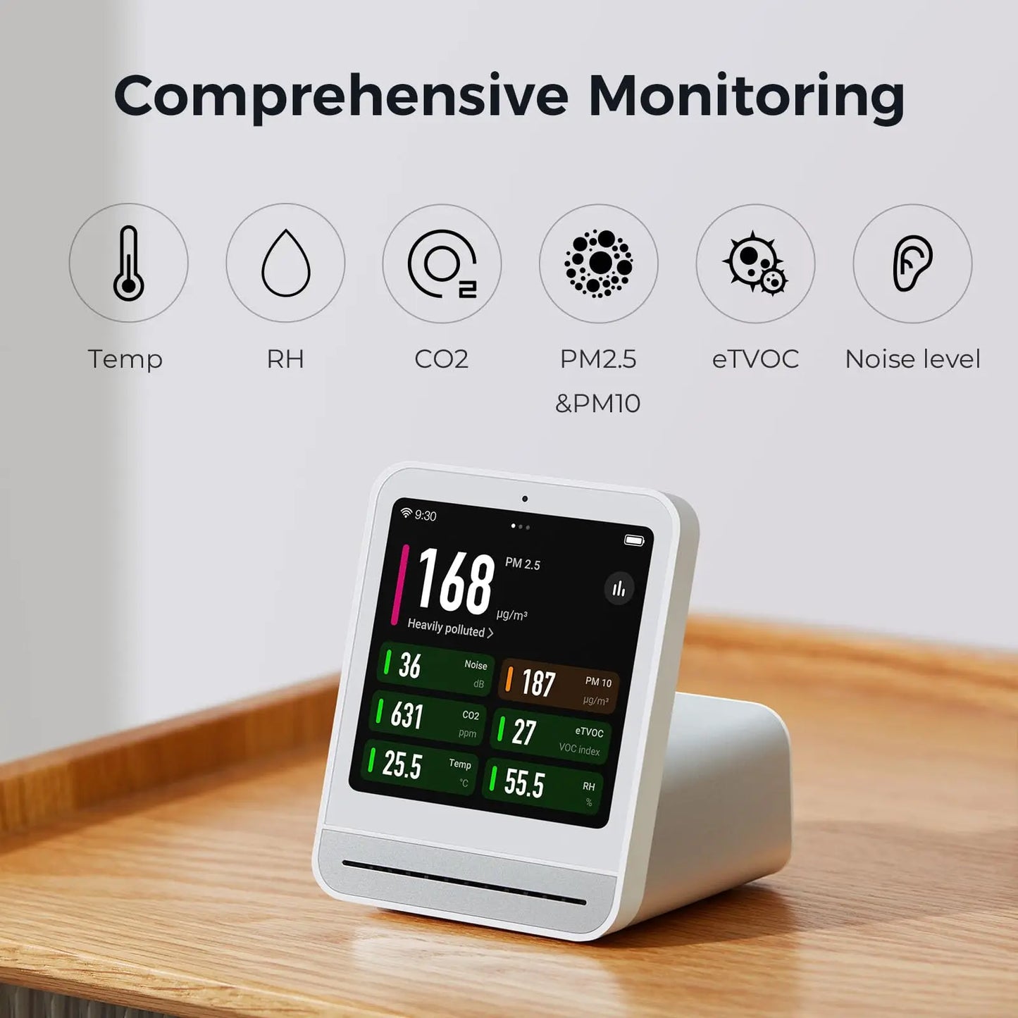 HomeFyZy AirSense™ – Smart Air Quality Monitor (CO₂, PM2.5, Temp & Humidity)