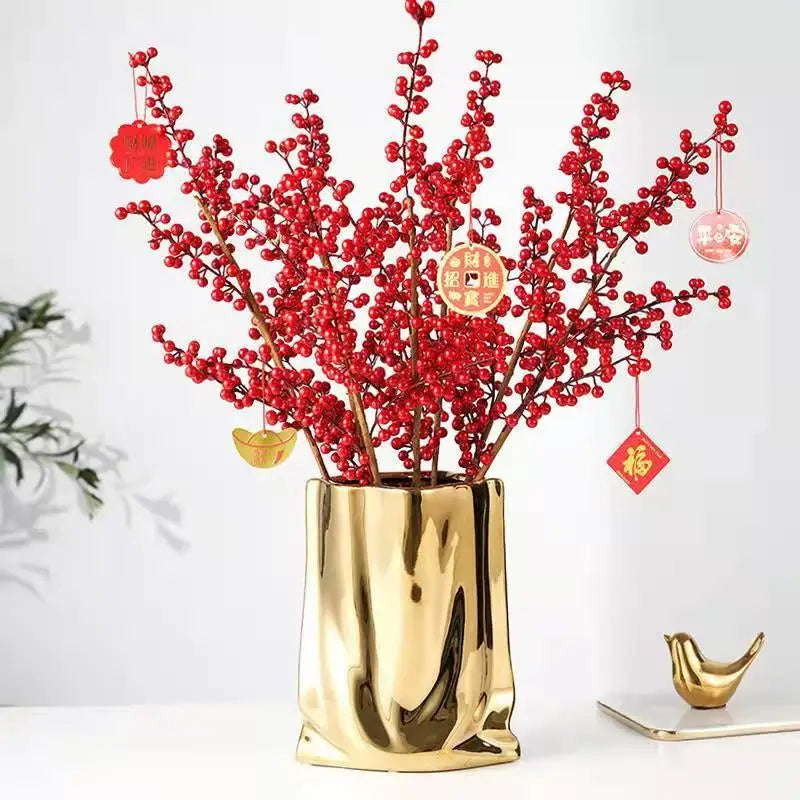 HomeFyZy SilverBloom Ceramic Vase™ - Silver Ruffled Flower Vase Ceramic Vase, Flower Arrangement Decoration