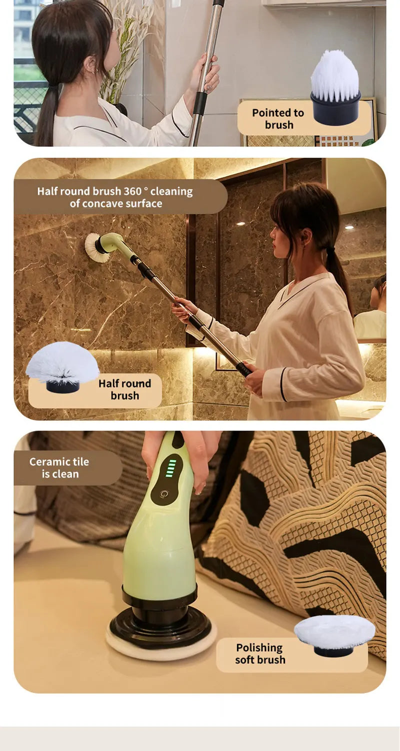 HomeFyZy Spin Brush Clean™ 9-in-1 Electric Cleaning Brush Electric Spin Cleaning Scrubber Electric Cleaning Tools