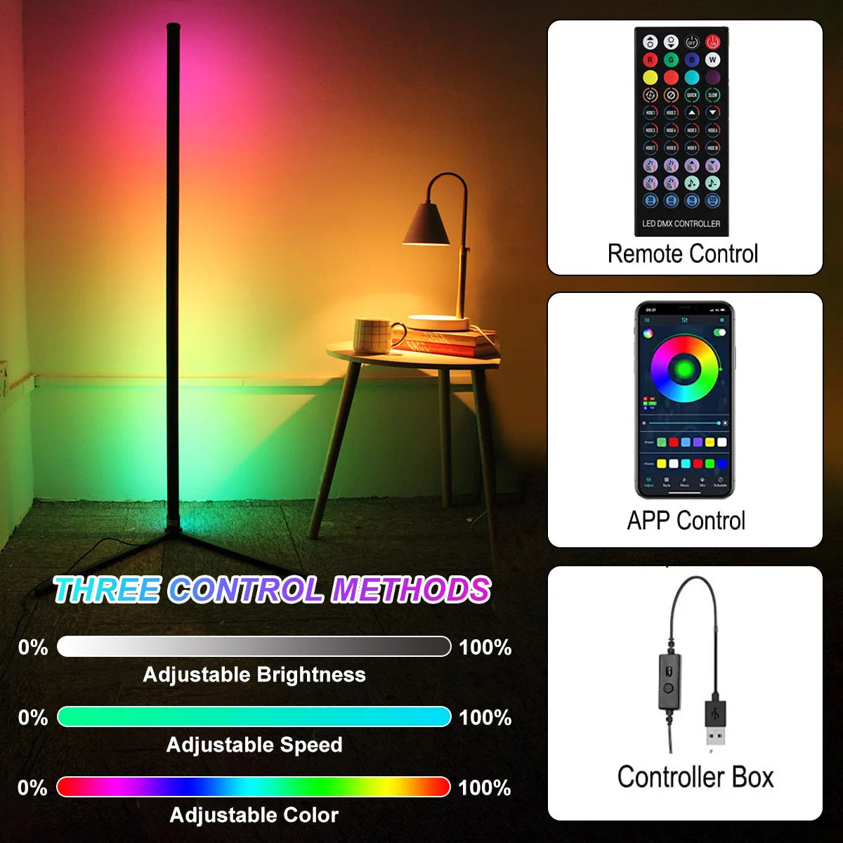 HomeFyZy RGB Smart Corner Lamp™ - 160cm Smart Tuya Corner Floor Lamp RGB LED, Modern Mood Lighting Alexa Stand Lights