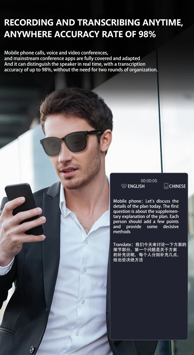 Xiaomi HY-C8 Smart Glasses - AI Intelligent Translation Wireless Bluetooth