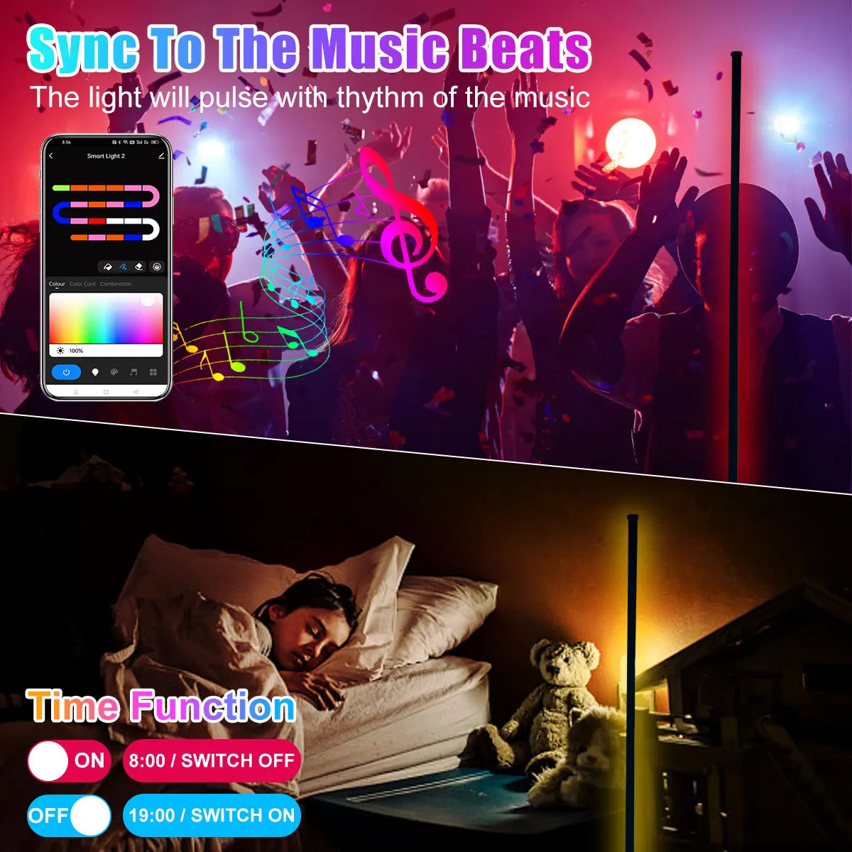 HomeFyZy RGB Smart Corner Lamp™ - 160cm Smart Tuya Corner Floor Lamp RGB LED, Modern Mood Lighting Alexa Stand Lights