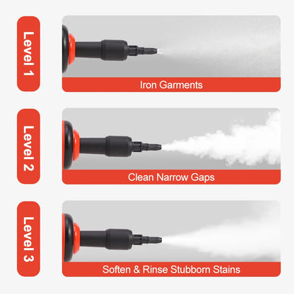 SteamPure Pro™ high-temperature steam cleaner for upholstery, bathroom tiles, kitchen grease removal and wrinkle-free garment steaming.