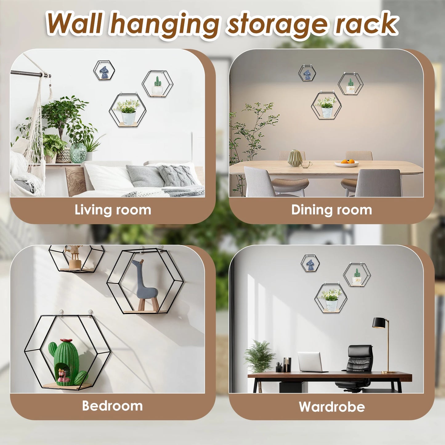 HomeFyZy HexaShelf™ - Hexagon Shape Floating Shelves for Living Room Bedroom Handicraft Display
