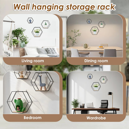 HomeFyZy HexaShelf™ - Hexagon Shape Floating Shelves for Living Room Bedroom Handicraft Display
