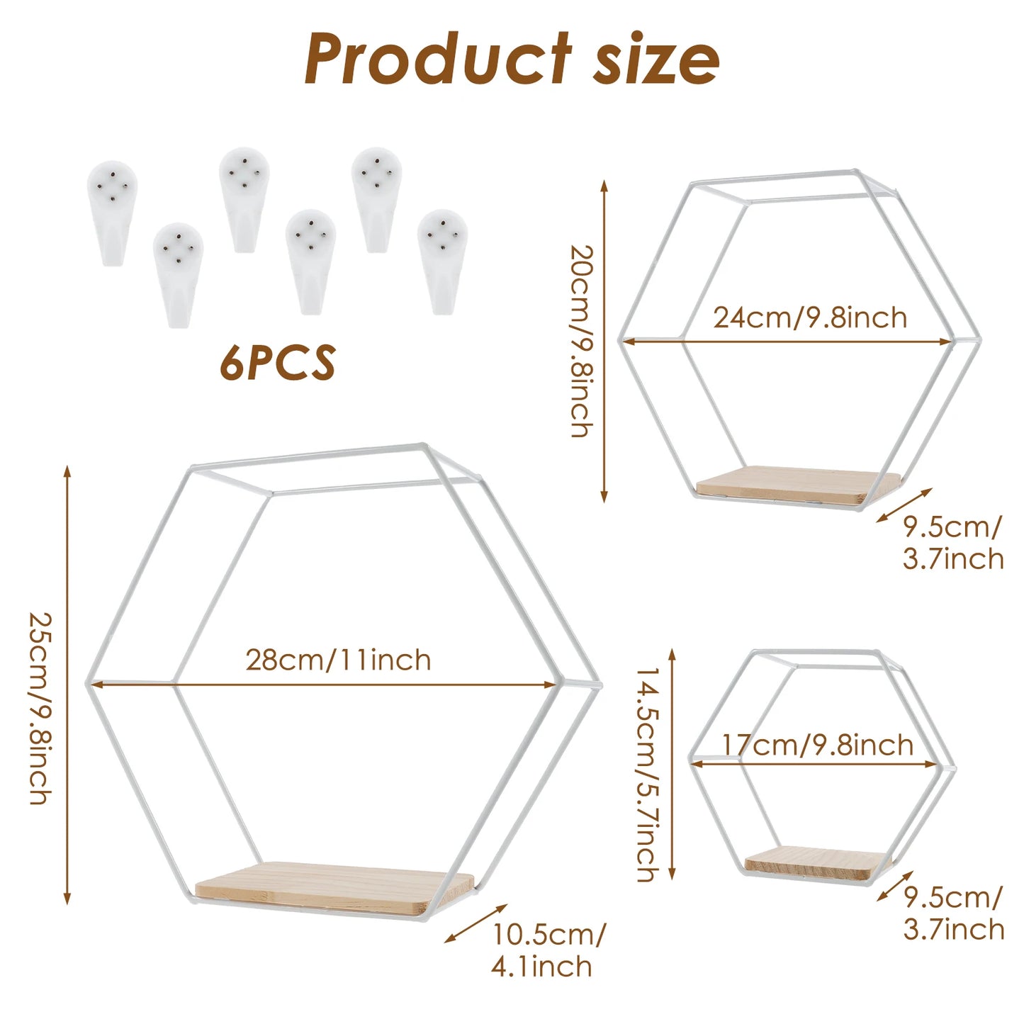 HomeFyZy HexaShelf™ - Hexagon Shape Floating Shelves for Living Room Bedroom Handicraft Display